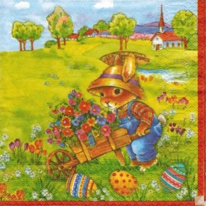 Салфетка для декупажа "Кролик пасхальный" бумажная, 130311, 33х33 см